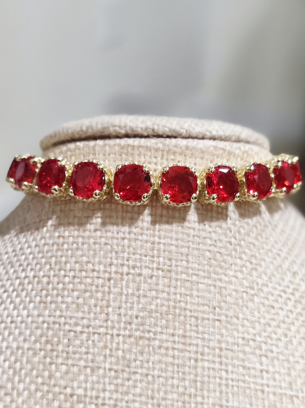 Gold Red Australian Crystal Tennis Bracelet - Women Jewelry